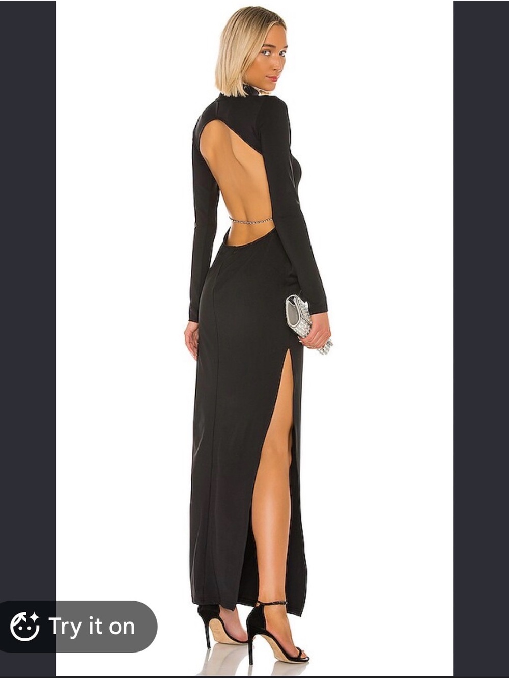 Nwt Michael Lo Sordo X REVOLVE Backless turtleneck Crystal Dress in Black size S